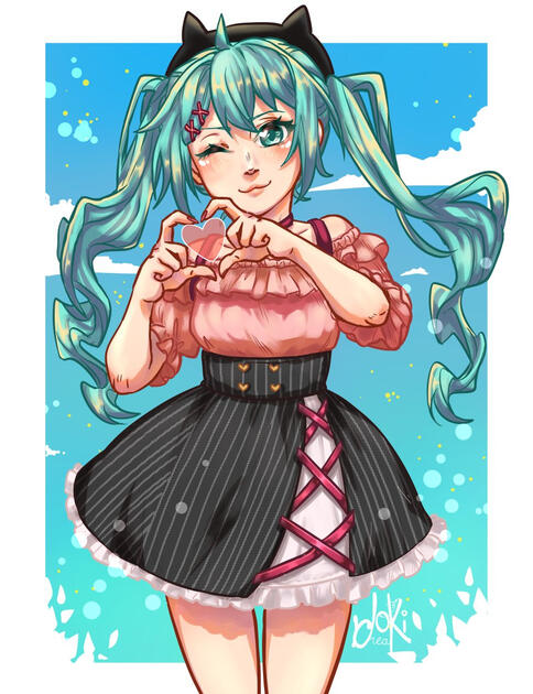 Fannart of Miku Hatsune - Date Outfit. Digital Art.